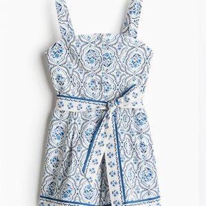 H&M Romper Blue and White Patterned Sleeveless Size Medium